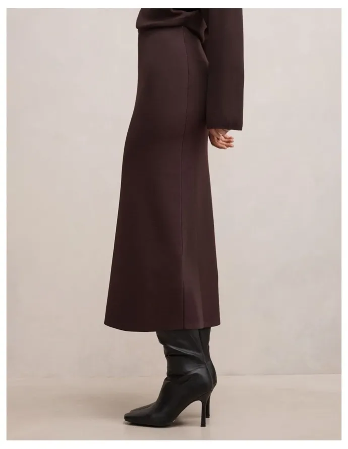 Forever New Ayva Knitted Midi Skirt in Brown