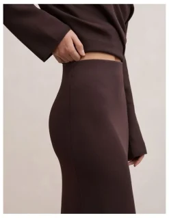 Forever New Ayva Knitted Midi Skirt in Brown
