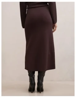 Forever New Ayva Knitted Midi Skirt in Brown