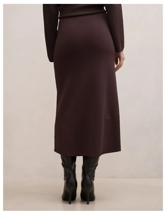 Forever New Ayva Knitted Midi Skirt in Brown