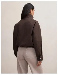 Forever New Brooke Funnel Neck Jacket in Brown