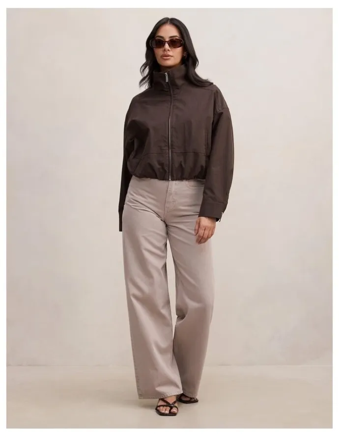 Forever New Brooke Funnel Neck Jacket in Brown