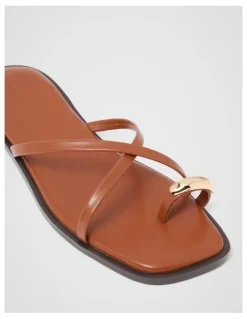 Forever New Brynn Toe Thong Trim Flat Sandals in Brown