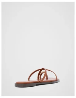 Forever New Brynn Toe Thong Trim Flat Sandals in Brown