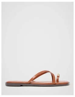 Forever New Brynn Toe Thong Trim Flat Sandals in Brown
