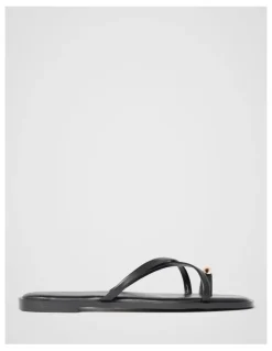 Forever New Brynn Toe Thong Trim Flat Sandals in Black
