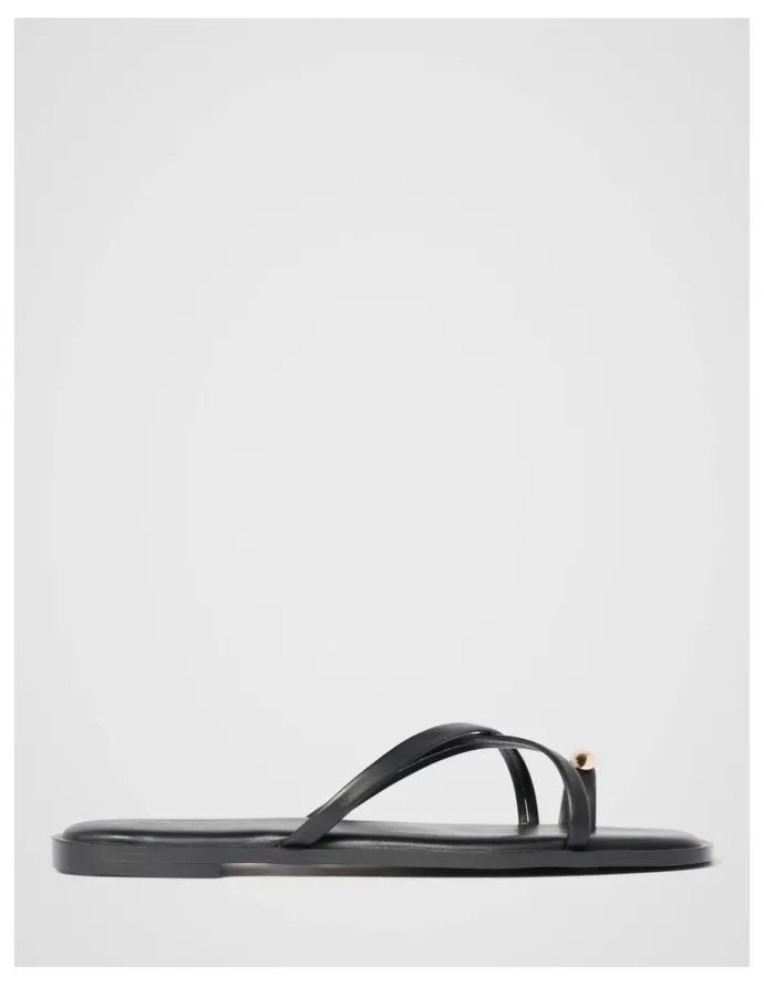 Forever New Brynn Toe Thong Trim Flat Sandals in Black