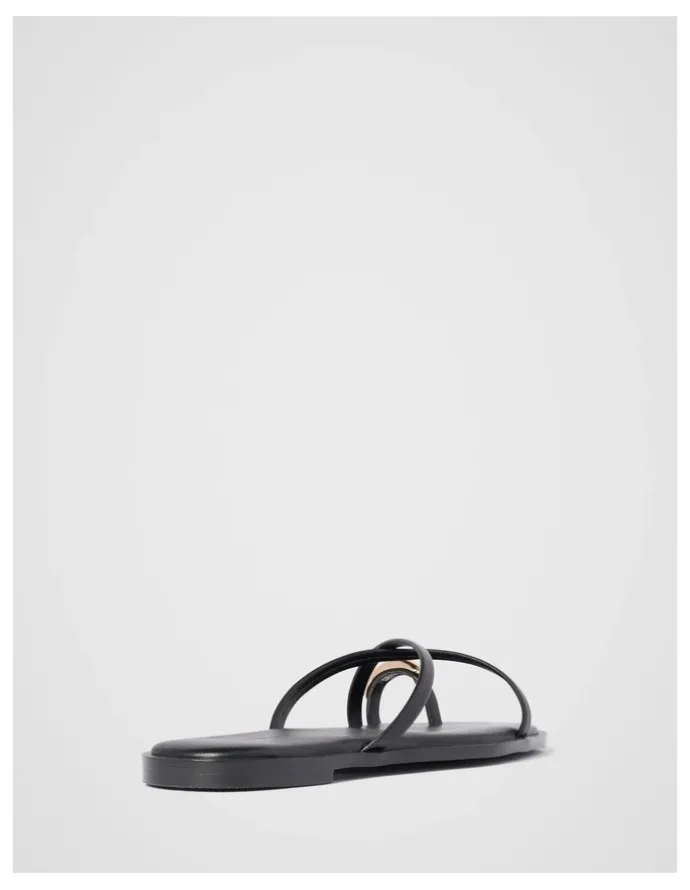 Forever New Brynn Toe Thong Trim Flat Sandals in Black