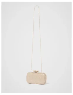 Forever New Callie Flower Clasp Jewel Hardcase Clutch in Gold