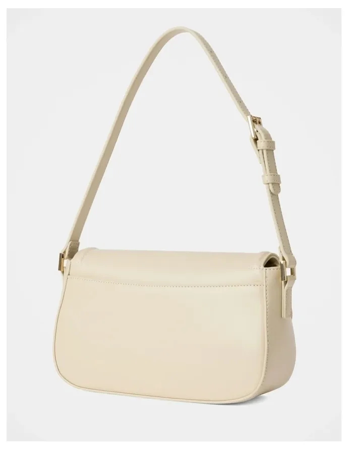 Forever New Carly Curve Lock Shoulder Bag in Cream