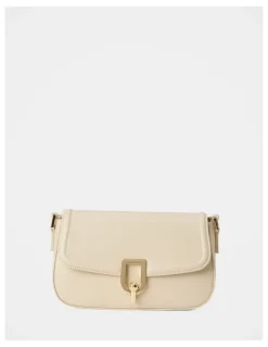 Forever New Carly Curve Lock Shoulder Bag in Cream