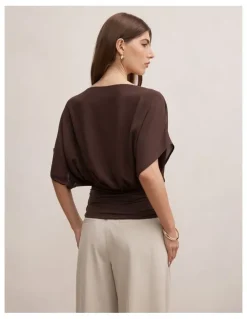 Forever New Casey Hybrid Top in Chocolate