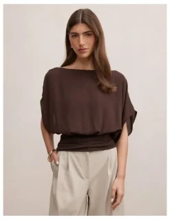 Forever New Casey Hybrid Top in Chocolate