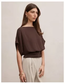 Forever New Casey Hybrid Top in Chocolate