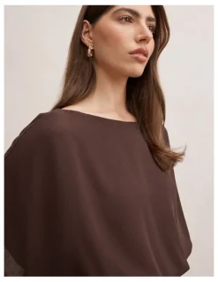 Forever New Casey Hybrid Top in Chocolate