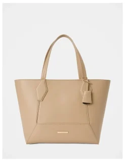 Forever New Christina Classic Panel Large Tote Bag in Beige