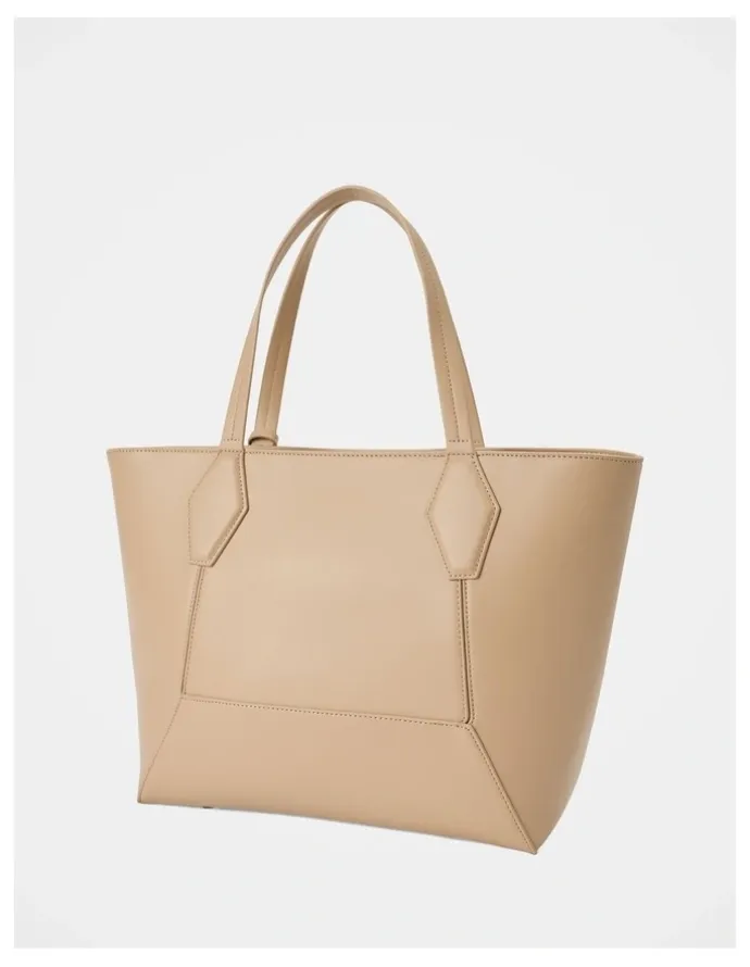 Forever New Christina Classic Panel Large Tote Bag in Beige