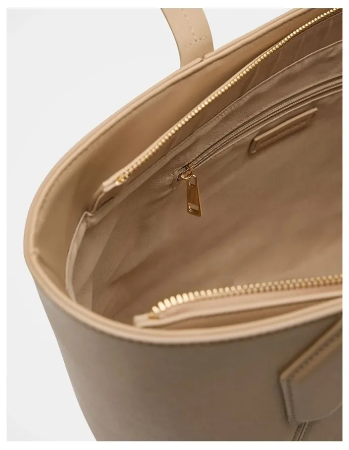 Forever New Christina Classic Panel Large Tote Bag in Beige