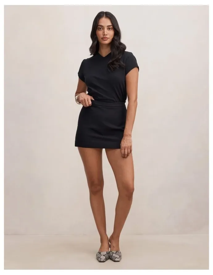 Forever New Claire Mini Skort in Black