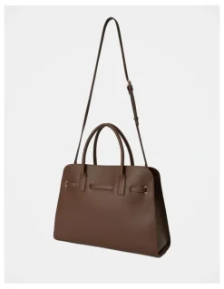 Forever New Clara Curve Buckle Tote Bag in Chocolate