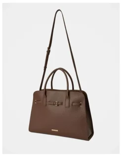 Forever New Clara Curve Buckle Tote Bag in Chocolate