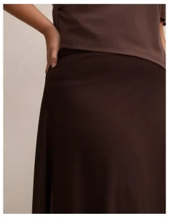 Forever New Curve Ariel Godet Hanky Hem Skirt in Brown