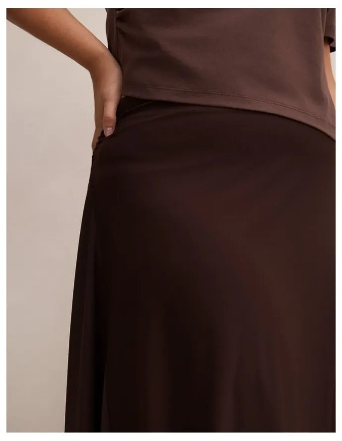Forever New Curve Ariel Godet Hanky Hem Skirt in Brown