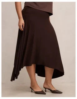 Forever New Curve Ariel Godet Hanky Hem Skirt in Brown