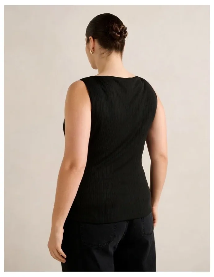 Forever New Curve Frankie Boat Neck Tank Top in Black