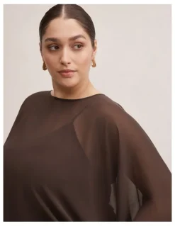 Forever New Curve Gia Curve Sheer Cape in Brown