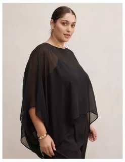 Forever New Curve Gia Sheer Cape in Black