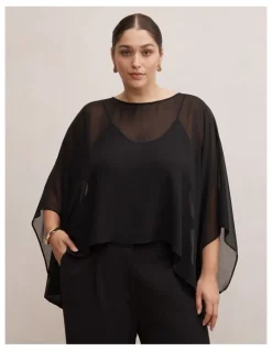 Forever New Curve Gia Sheer Cape in Black