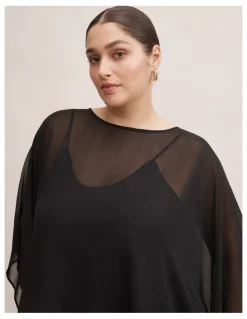 Forever New Curve Gia Sheer Cape in Black