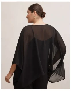 Forever New Curve Gia Sheer Cape in Black