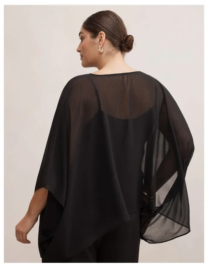 Forever New Curve Gia Sheer Cape in Black