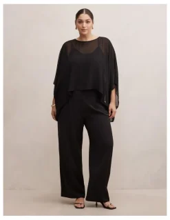 Forever New Curve Gia Sheer Cape in Black
