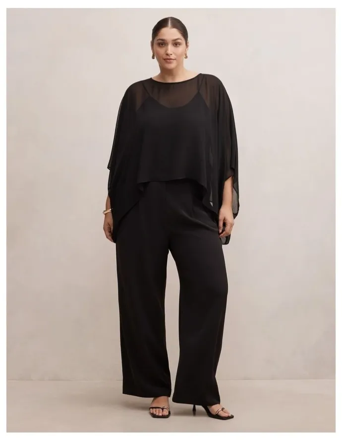 Forever New Curve Gia Sheer Cape in Black