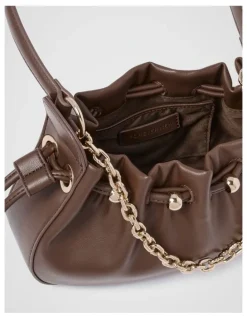 Forever New Dakota Drawstring Chain Bag in Chocolate