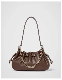 Forever New Dakota Drawstring Chain Bag in Chocolate