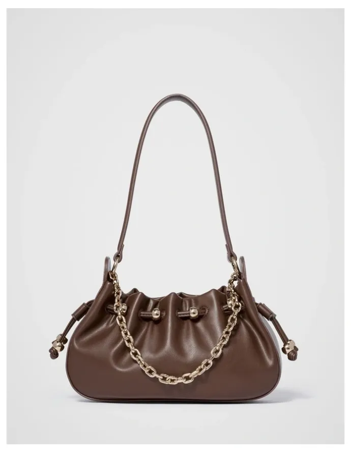 Forever New Dakota Drawstring Chain Bag in Chocolate