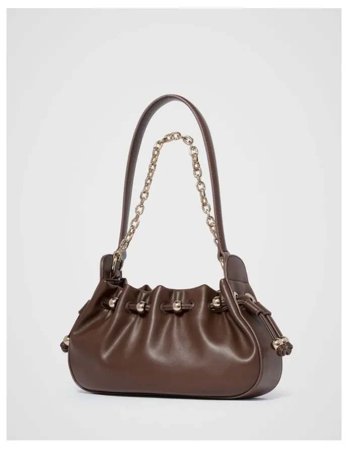 Forever New Dakota Drawstring Chain Bag in Chocolate