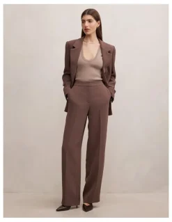 Forever New Dani Straight Leg Pants in Chocolate