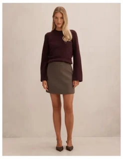 Forever New Danica Wool Mini Skirt in Brown