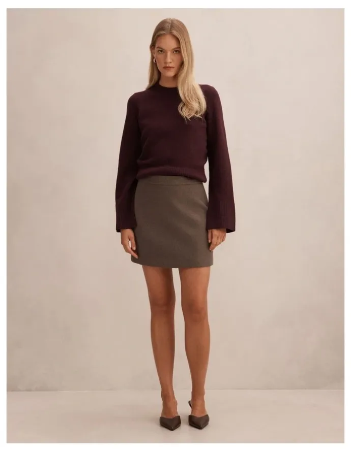 Forever New Danica Wool Mini Skirt in Brown