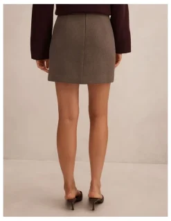 Forever New Danica Wool Mini Skirt in Brown
