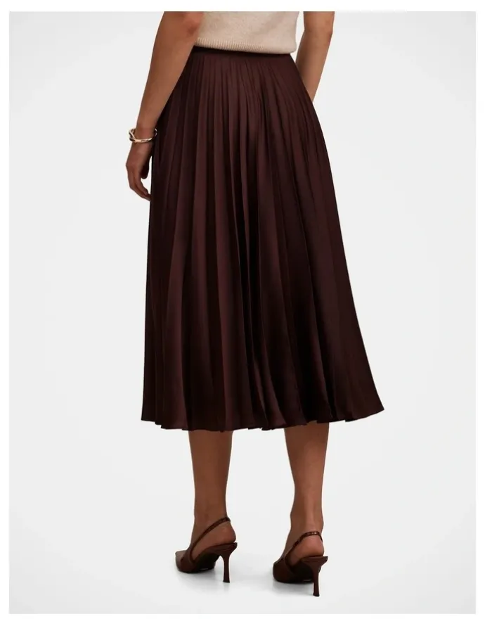 Forever New Danielle Pleated Midi Skirt in Chocolate