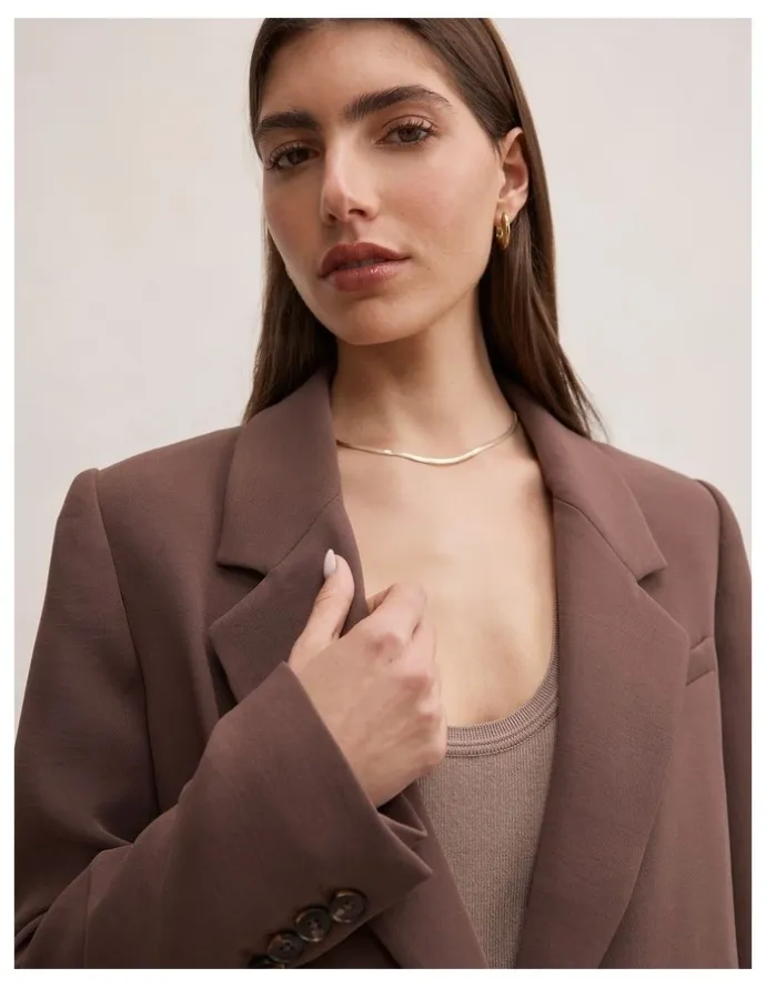 Forever New Demi Single Breasted Blazer in Brown