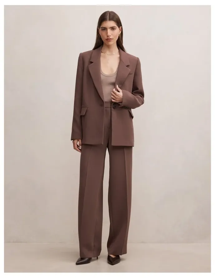 Forever New Demi Single Breasted Blazer in Brown