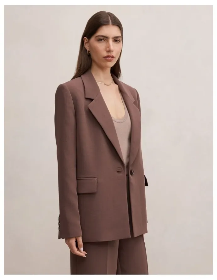 Forever New Demi Single Breasted Blazer in Brown
