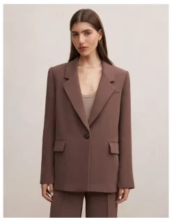 Forever New Demi Single Breasted Blazer in Brown